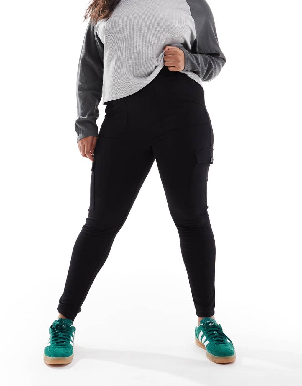 Yours cargo pocket ponte leggings in black Product Image