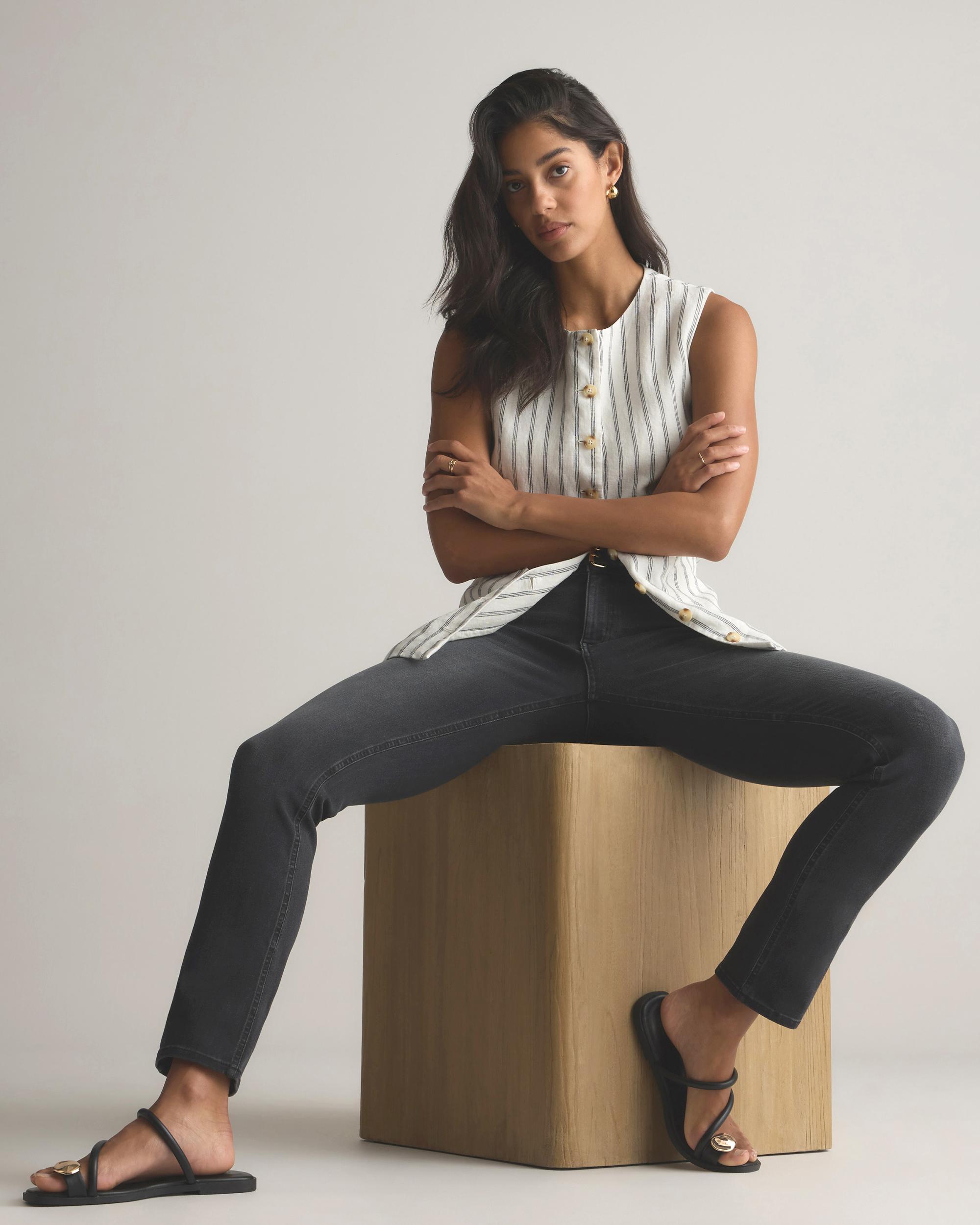 Quince | Women's Luna Stretch Slim Straight Jeans Organic Cotton Product Image