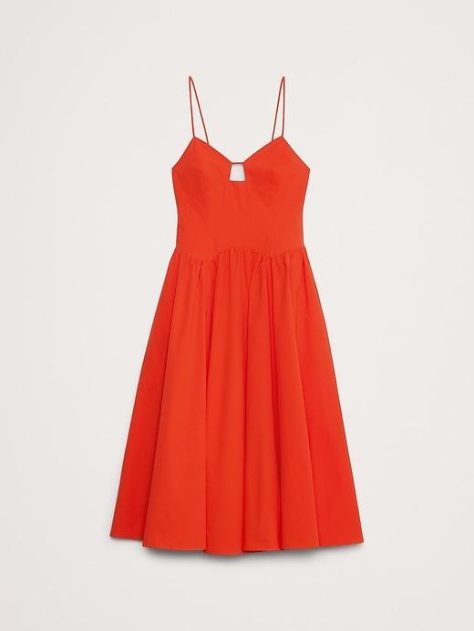 Stretch-Cotton Poplin Long Midi Dress Product Image