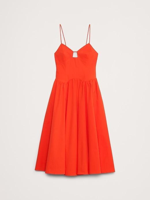 Stretch-Cotton Poplin Long Midi Dress Product Image