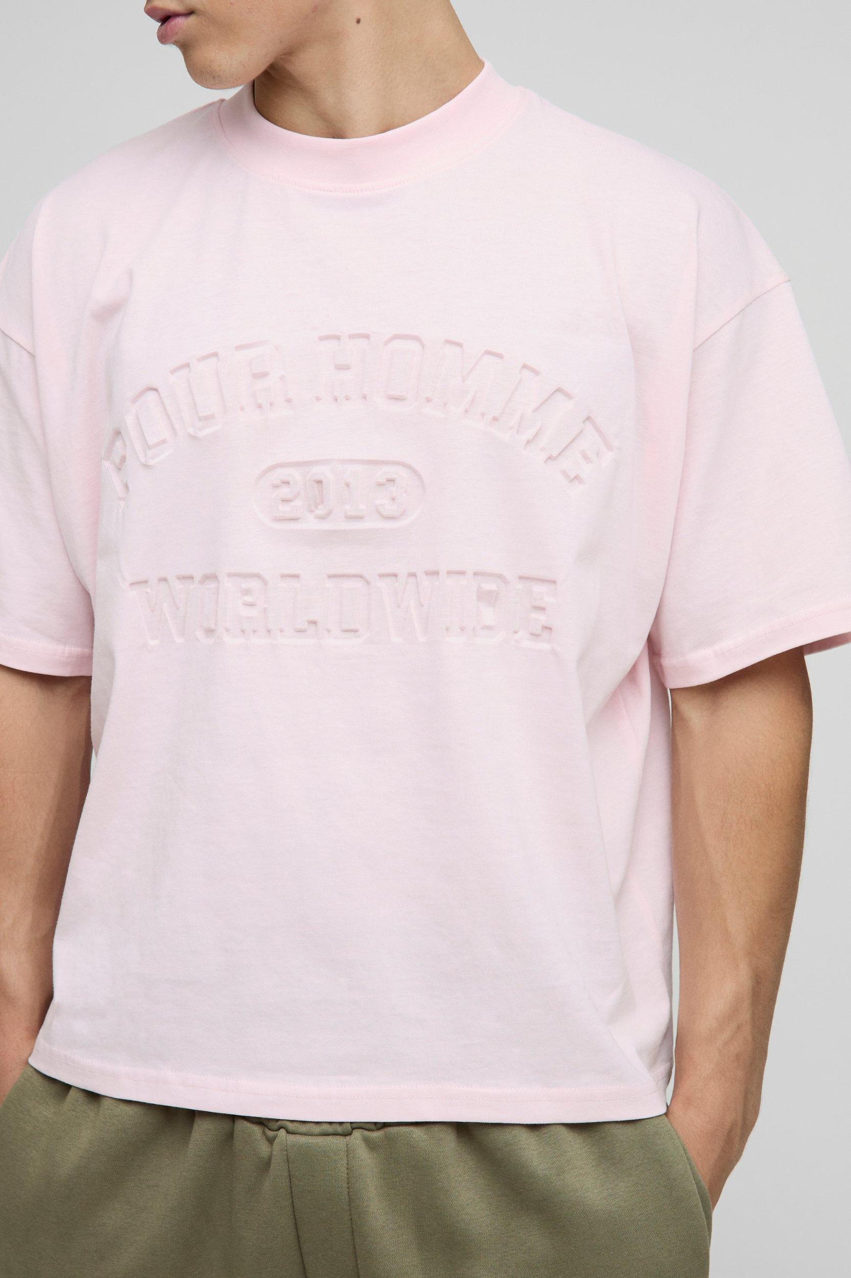 Oversized Boxy Homme Deboss T-Shirt | boohooMAN USA Product Image