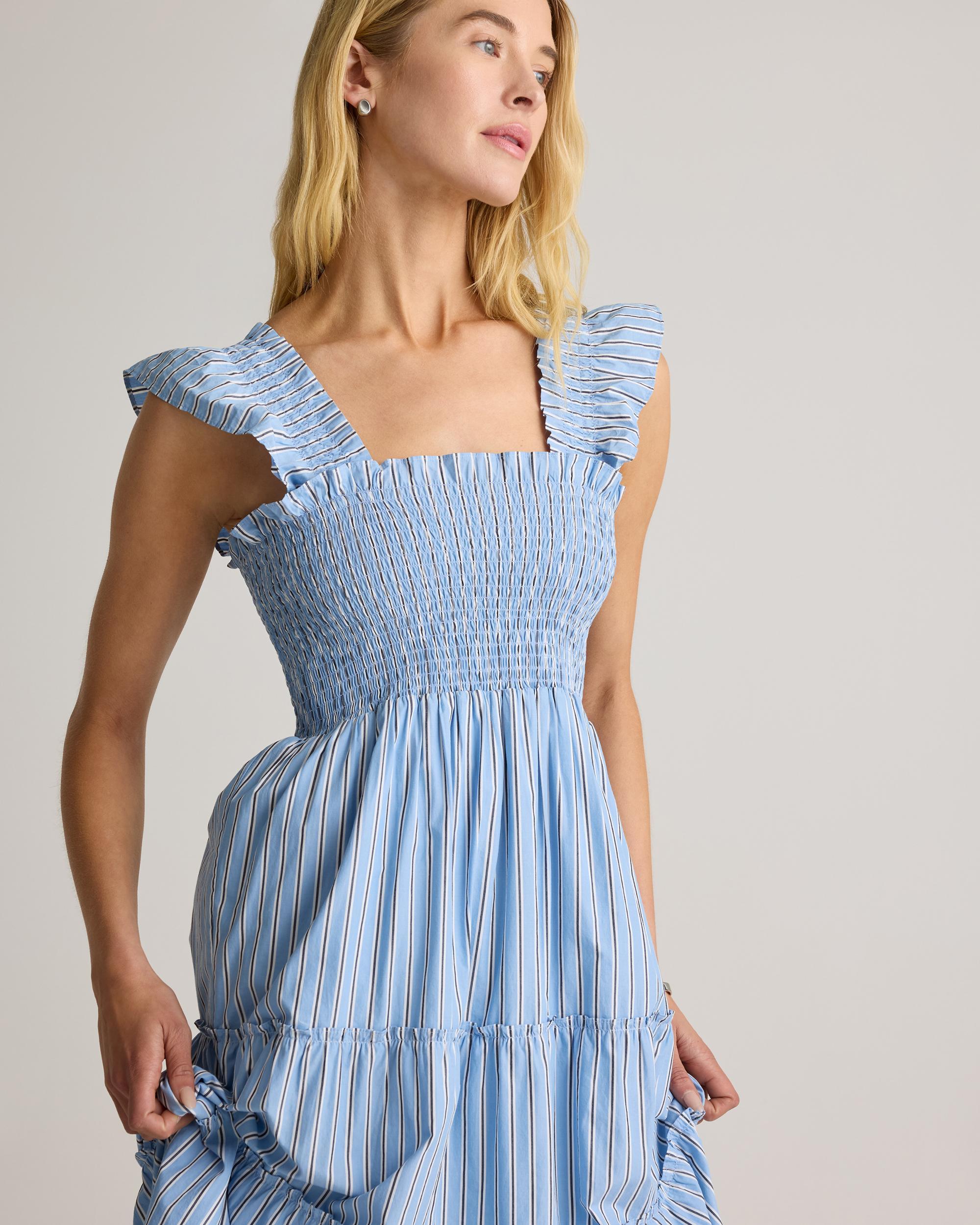 Quince | Women's Smocked Midi Dress Size XS, Organic Cotton Product Image