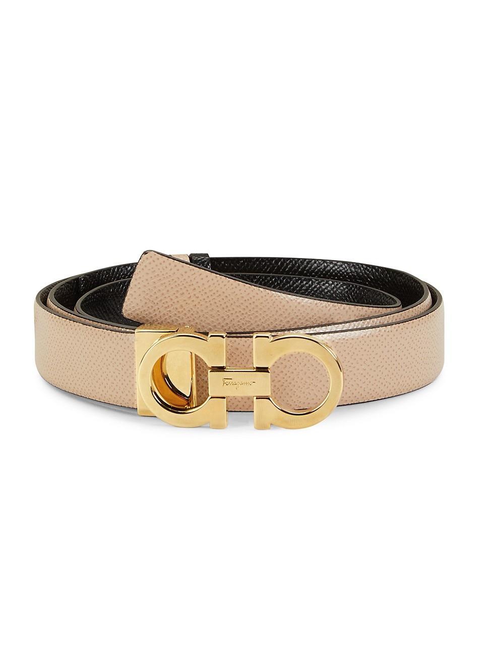 Womens Gancini Adjustable Cut-to-Size Reversible Hammered Leather Belt Product Image