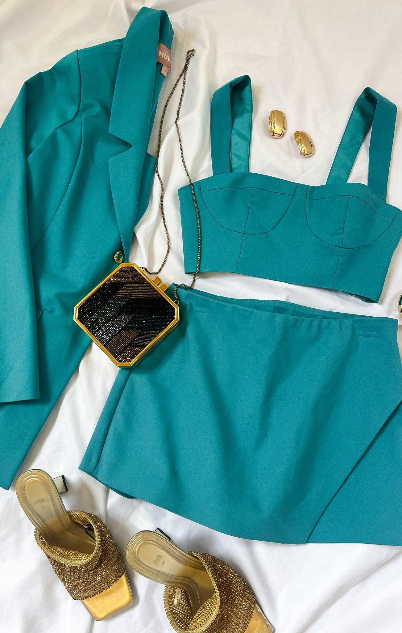 Sally Crop Top ~ Teal Suiting Product Image