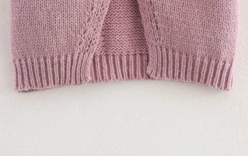 Short Sleeve Collared Plain Cardigan Product Image