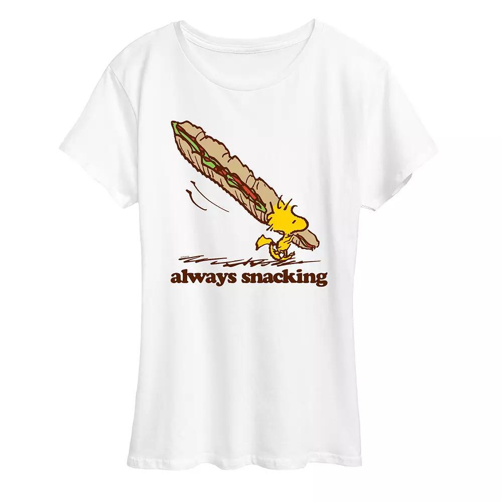 Womens Peanuts Woodstock Always Snacking Graphic Tee Product Image