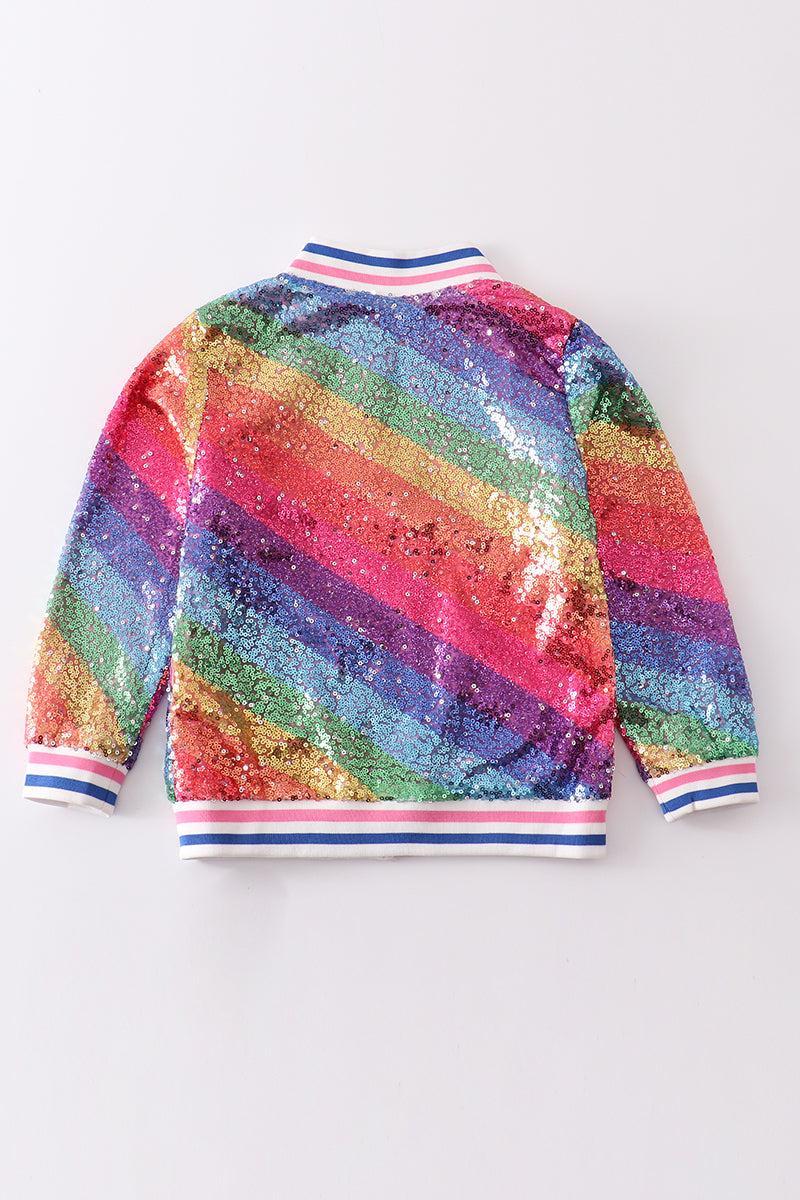 Rainbow sequin bomber jacket Product Image