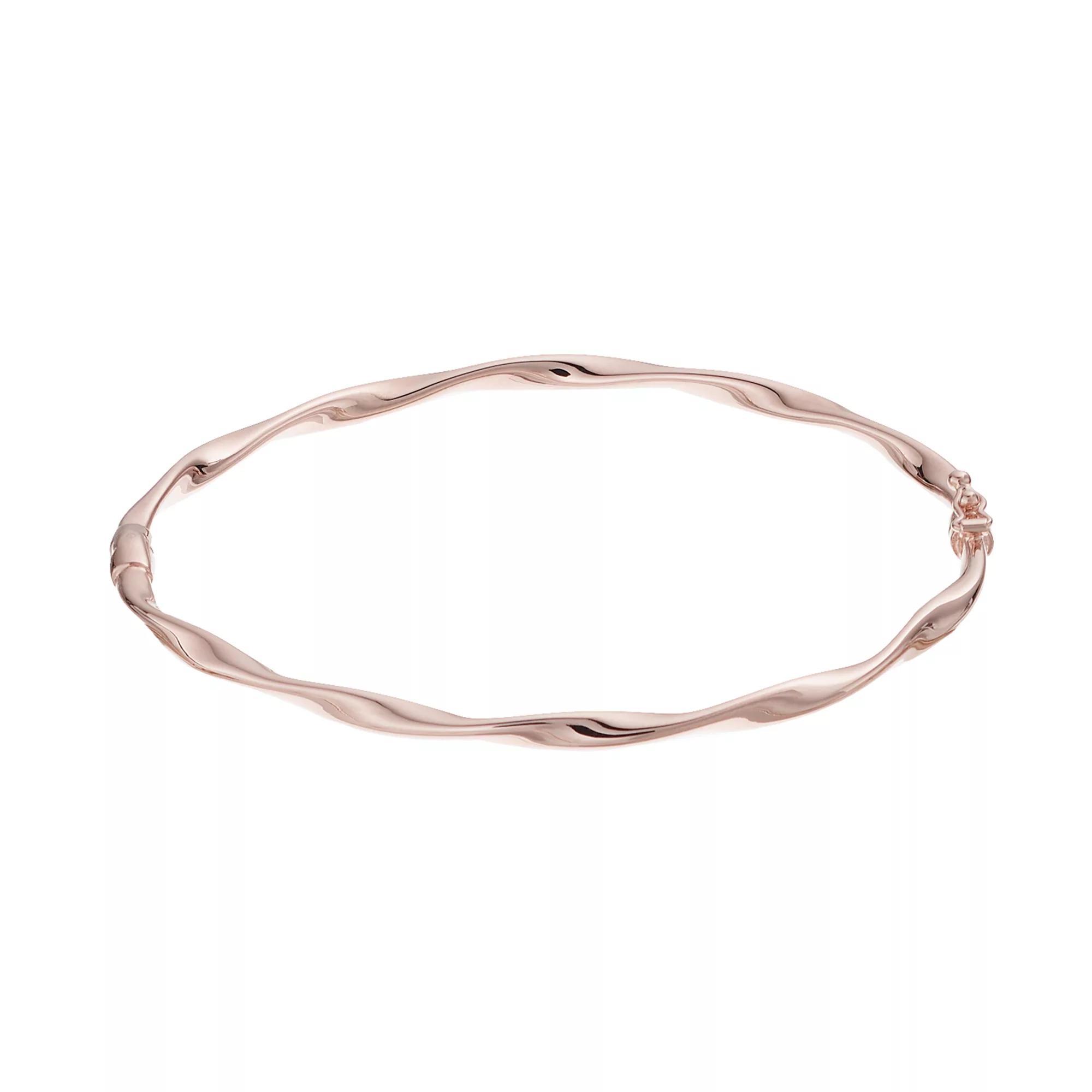 14k Gold Vermeil Twisted Oval Bangle Bracelet, Women's, Size: 7", 14k Rose Gold Product Image