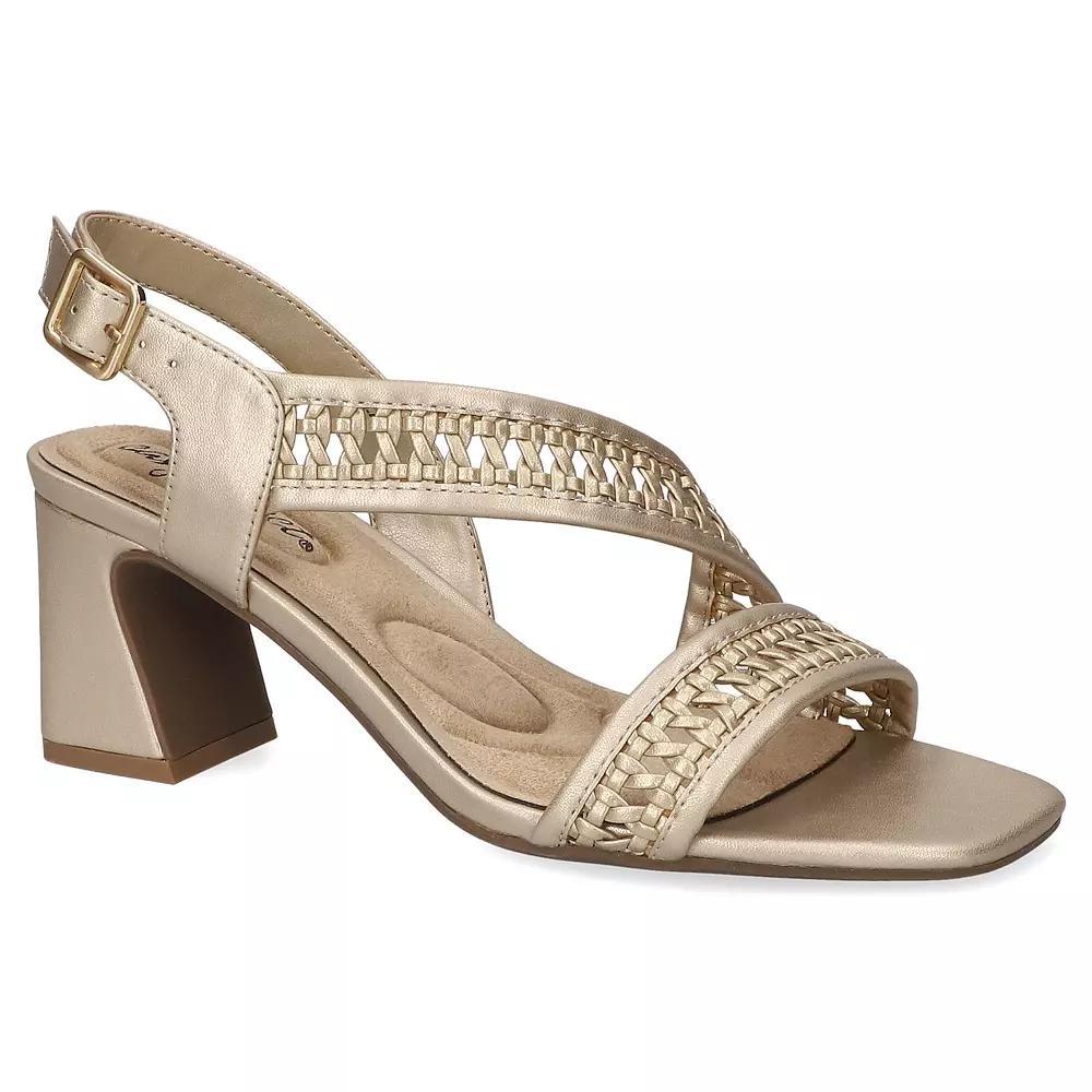 Easy Street Rowan Square Toe Block Heel Women's Slingback Sandals, Size: 7.5 Wide, Beige Product Image