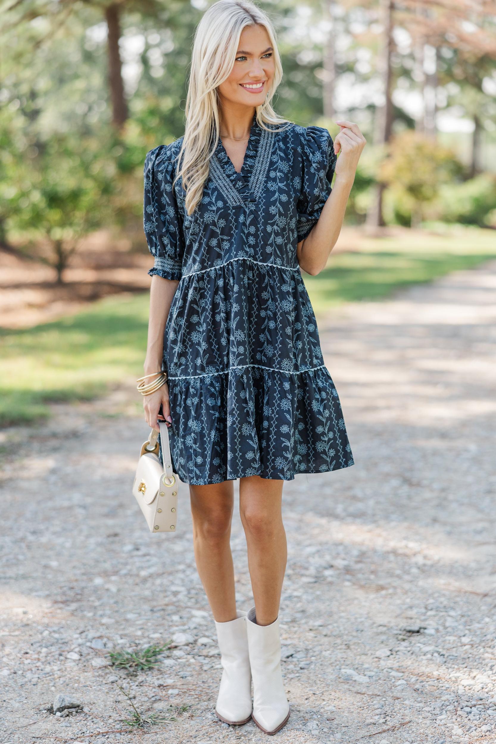 Make A Move Midnight Blue Floral Dress Female Product Image