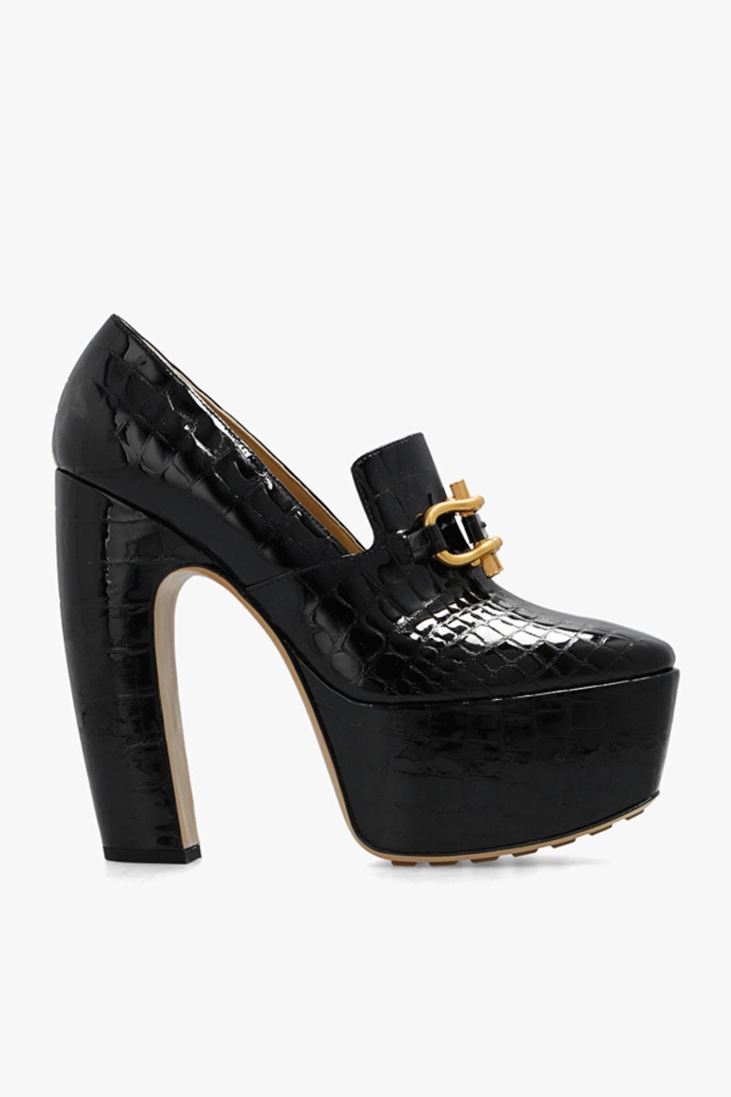 BOTTEGA VENETA Madame 145 Croc-effect Leather Platform Pumps In New Product Image