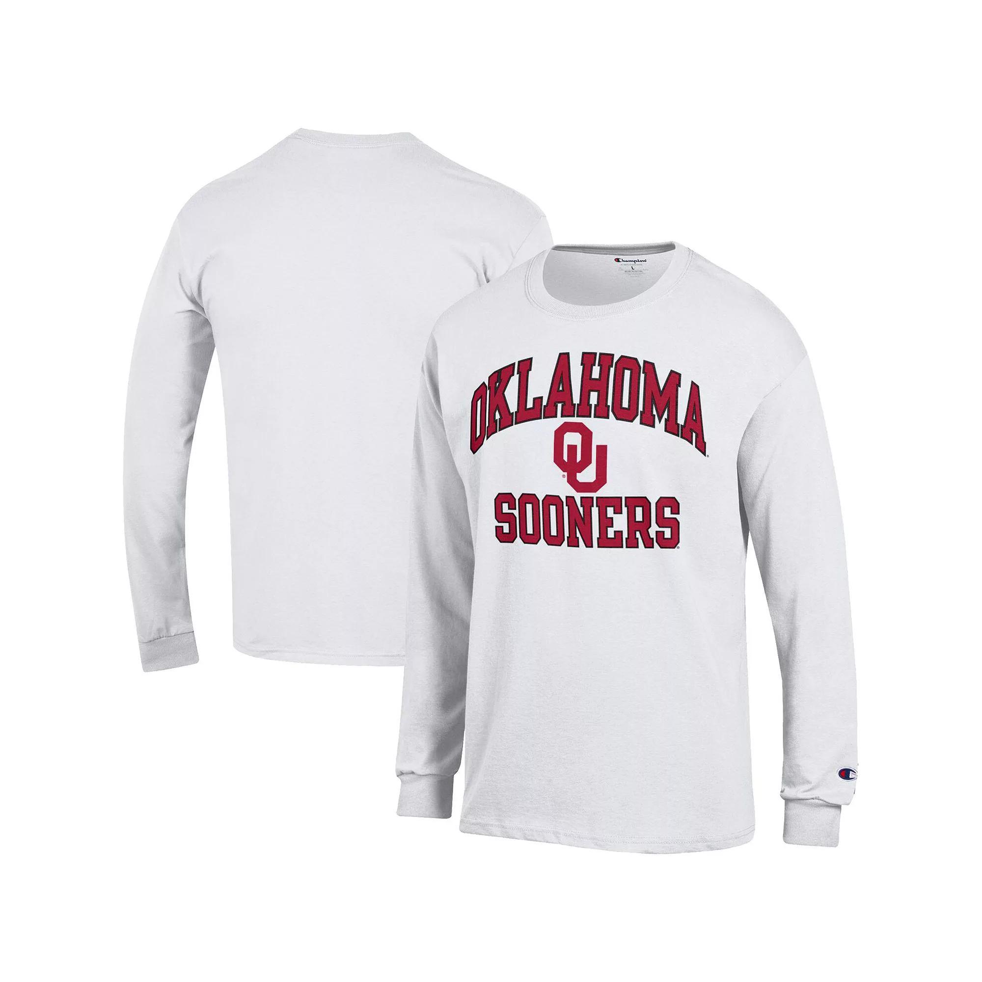 Men's Champion White Oklahoma Sooners High Motor Long Sleeve T-Shirt, Size: Large Product Image