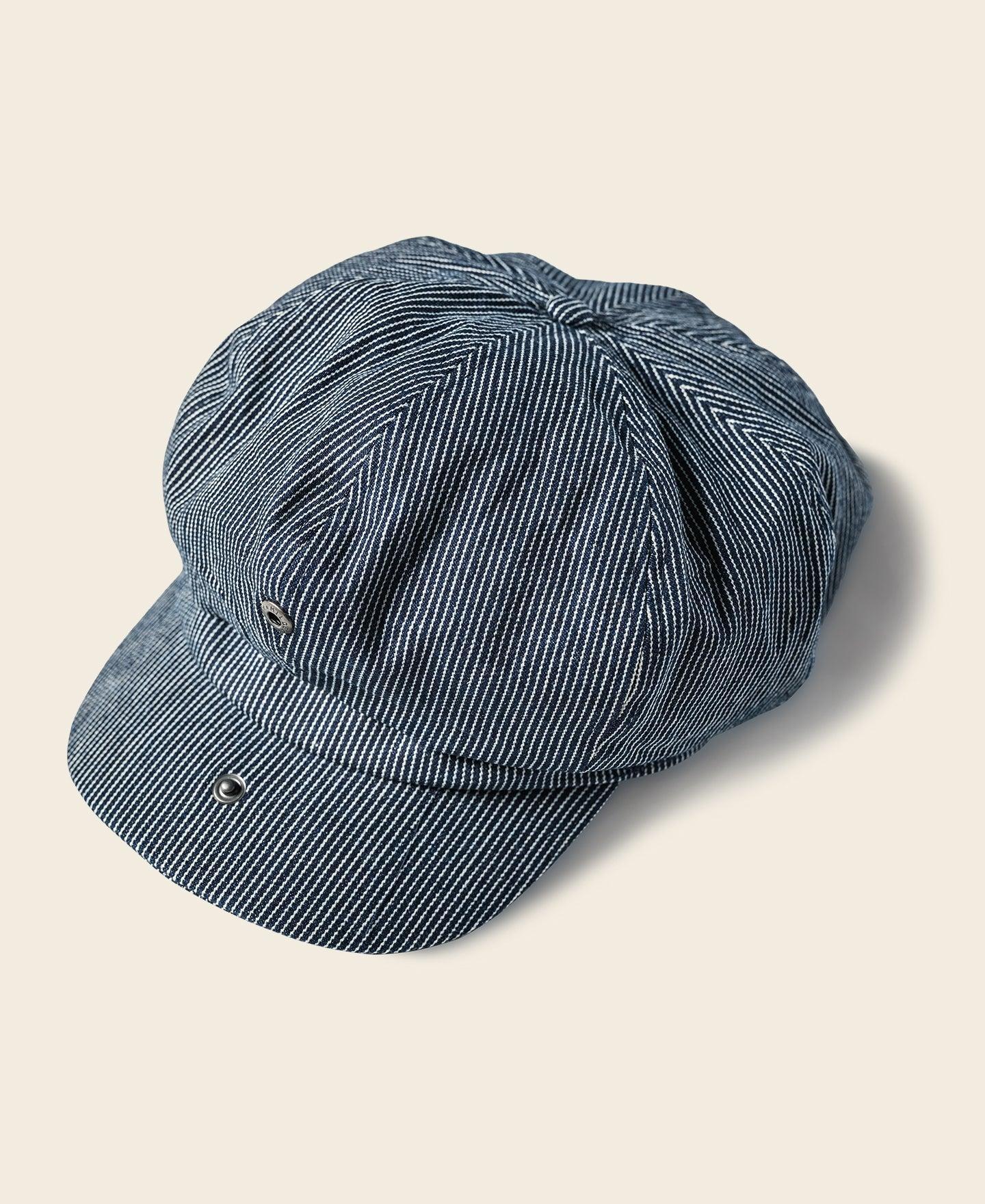 Striped Denim Newsboy Cap Product Image