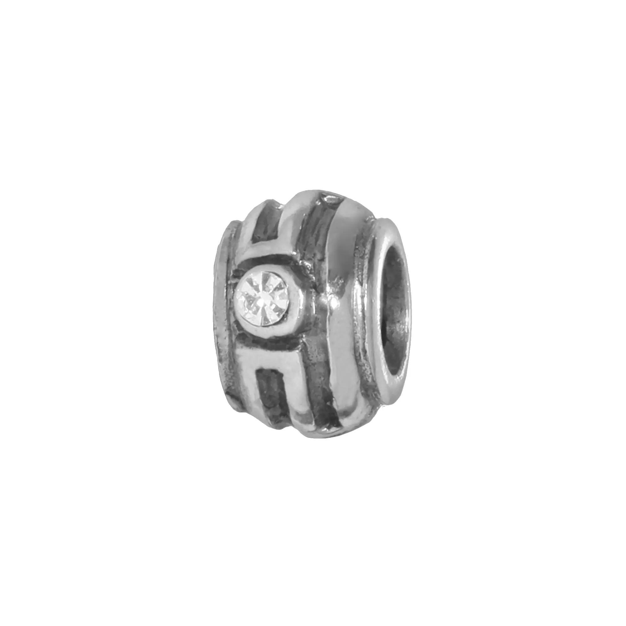 Individuality Beads Sterling Silver Crystal Striped Stopper Bead, Women's, White Product Image