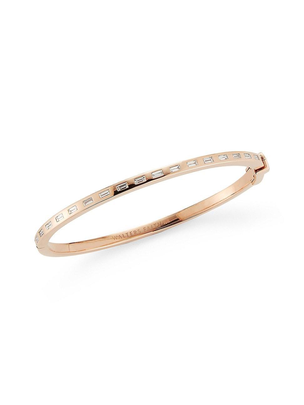 Womens Ottoline 18K Rose Gold & Diamond Hinged Bangle Product Image