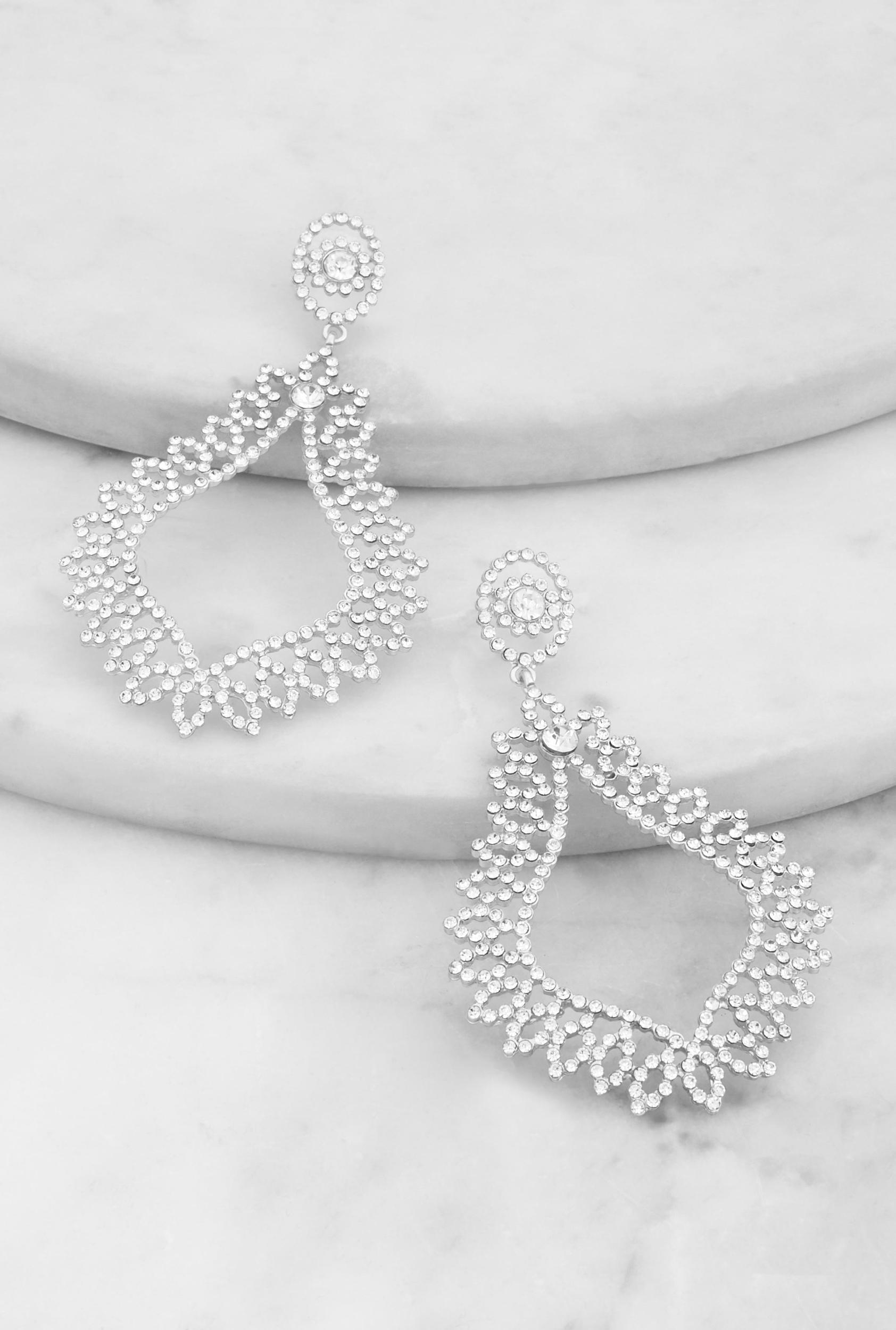 Pave Teardrop Dangle Earrings Female Product Image