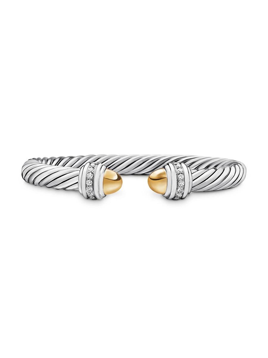 David Yurman Cable Bracelet with 14K Yellow Gold Dome & Diamonds Product Image