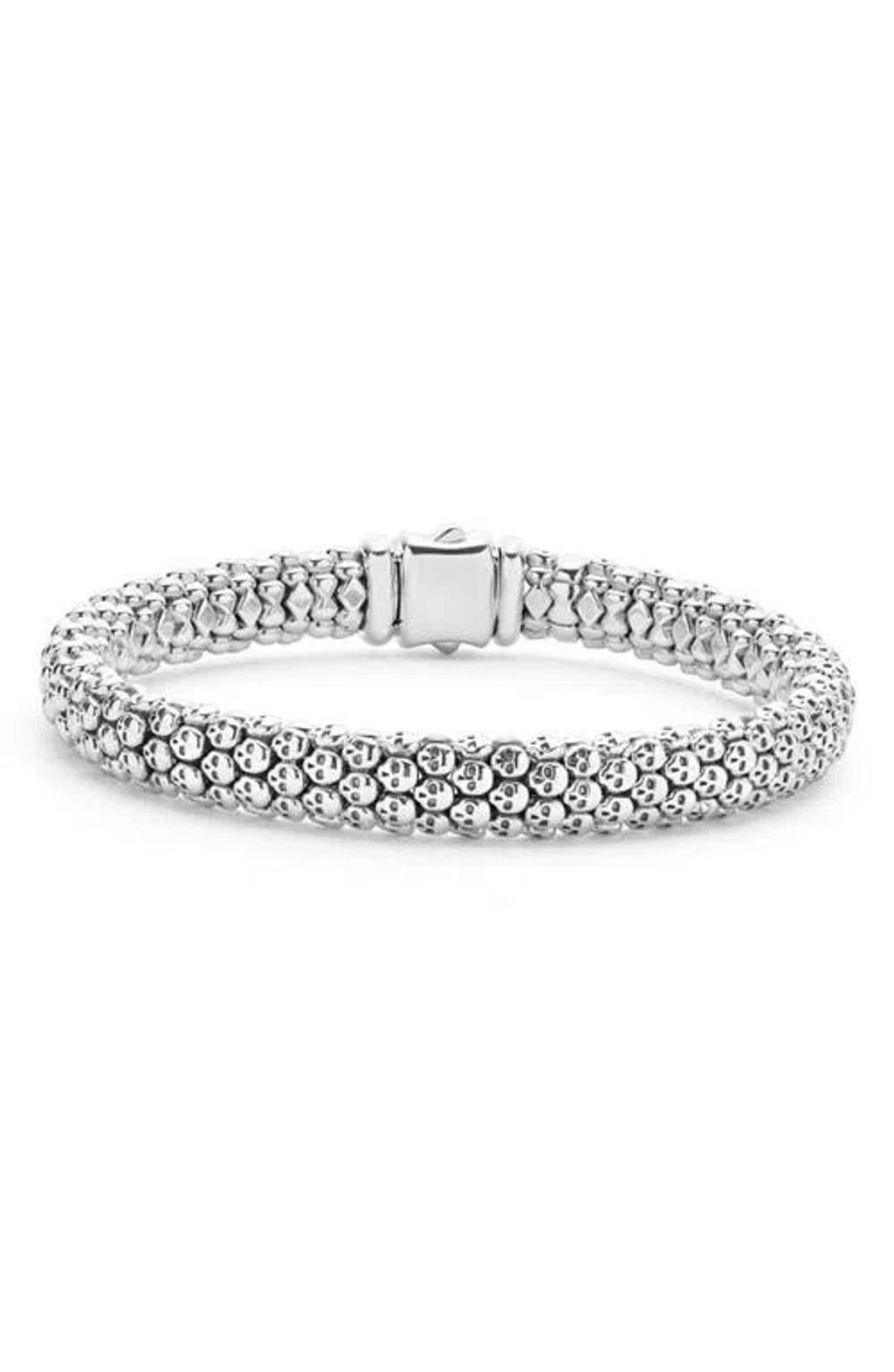 LAGOS Men's Anthem Caviar Skull Bracelet in Silver at Nordstrom, Size 7 Product Image