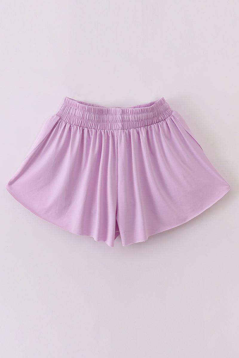Purple woman sports shorts Female Product Image