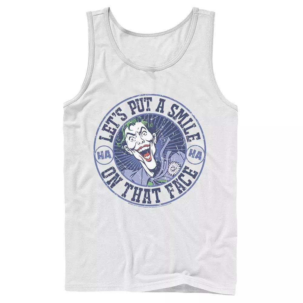 Men's DC Comics The Joker Let's Put A Smile On That Face Tank Top, Size: Large, Athletic Grey Product Image