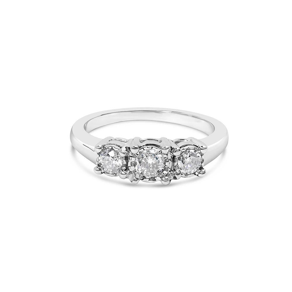 Haus of Brilliance 14k White Gold 1/2 Carat T.W. Lab-Grown Diamond 3 Stone Ring, Women's, Size: 5, 14k Whgold Product Image