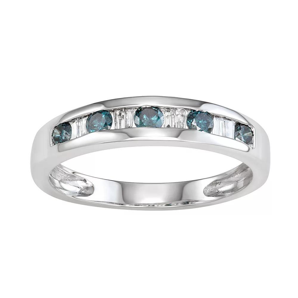 10k White Gold 3/8 Carat T.W. White & Blue Diamond Ring, Women's, Size: 9, 10k Whgold Product Image