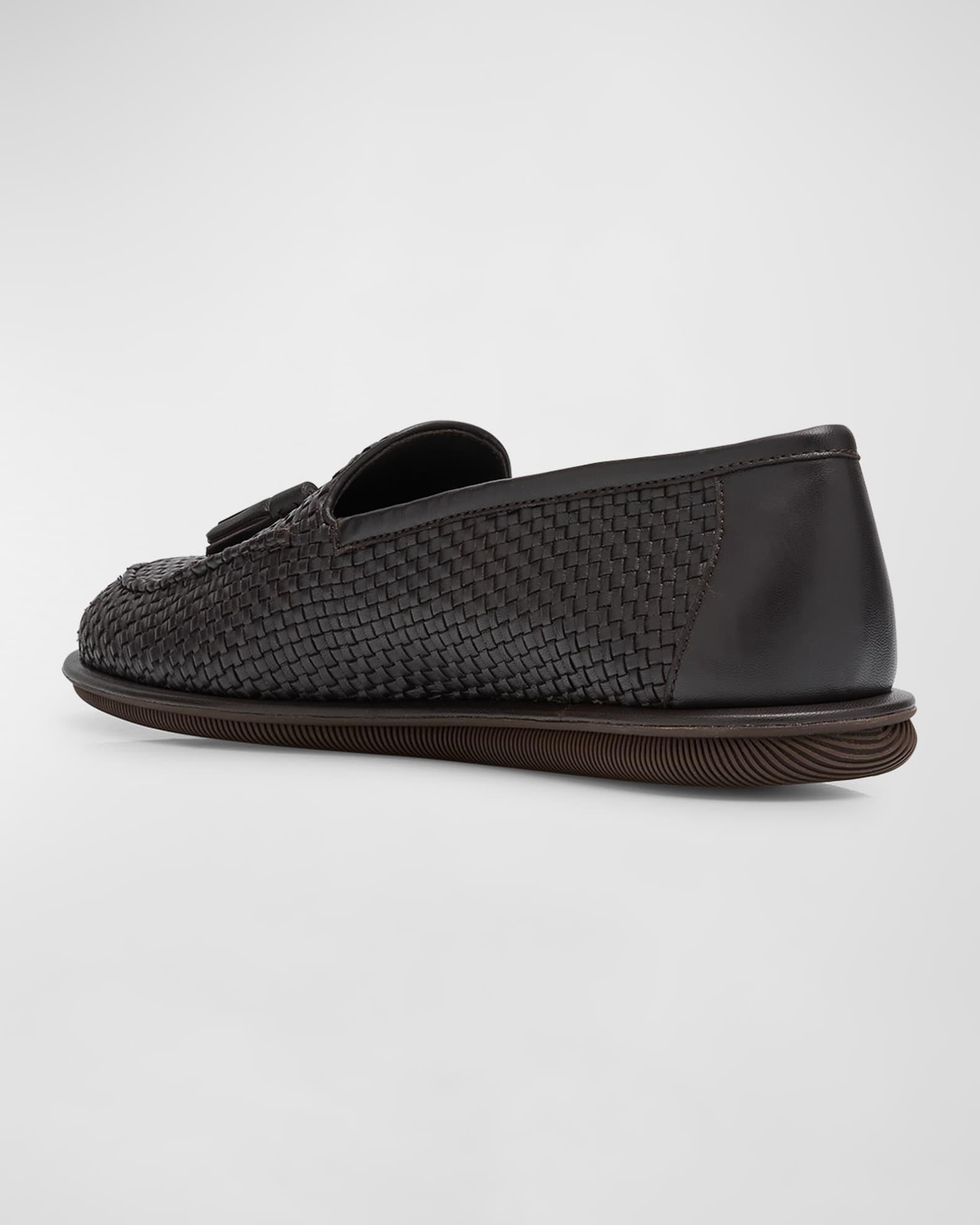 Men's Woven Leather Tassel Loafers Product Image