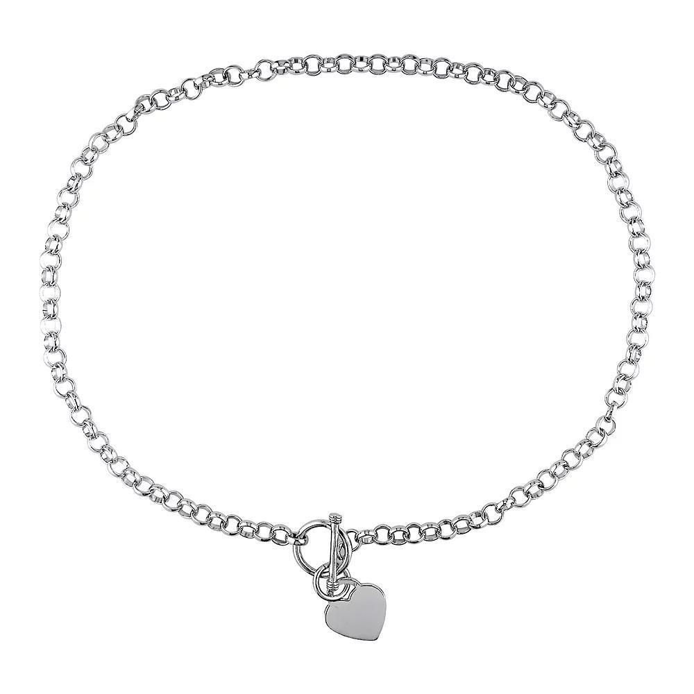 Stella Grace Sterling Silver Heart Charm Toggle Necklace, Women's, Size: 18" Product Image