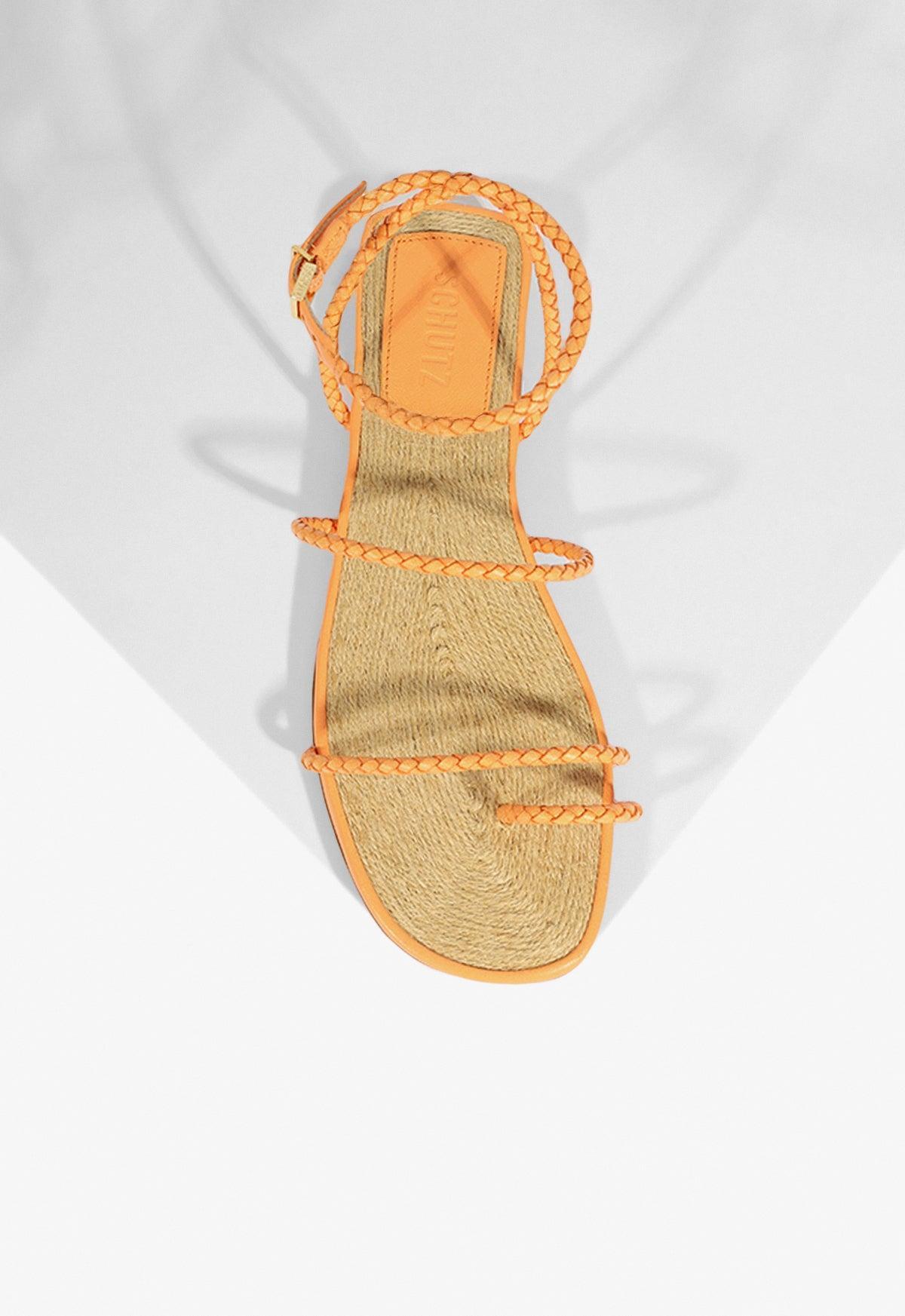 Kaya Orange Leather Flat Sandal Product Image