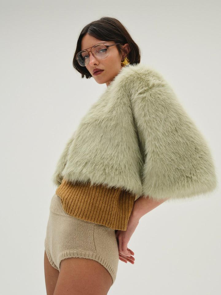 Amina Fur Jacket — Green Product Image