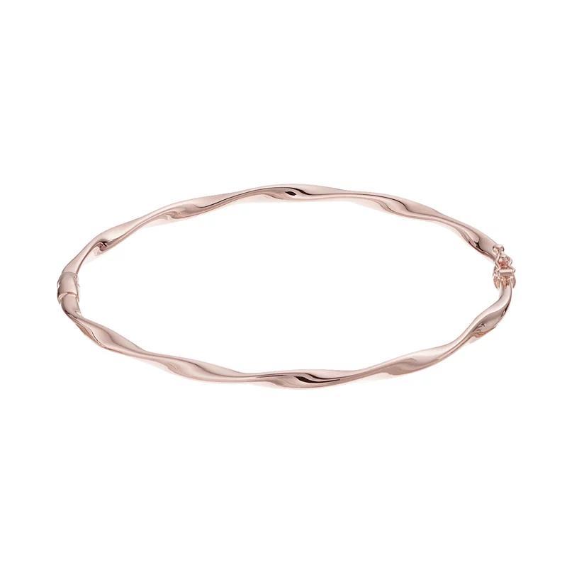 14k Gold Vermeil Twisted Oval Bangle Bracelet, Women's, Size: 7", 14k Rose Gold Product Image