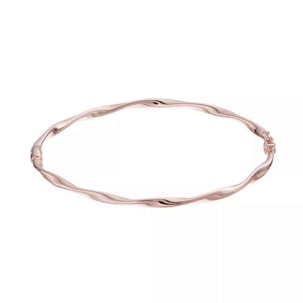 14k Gold Vermeil Twisted Oval Bangle Bracelet, Women's, Size: 7", 14k Rose Gold Product Image