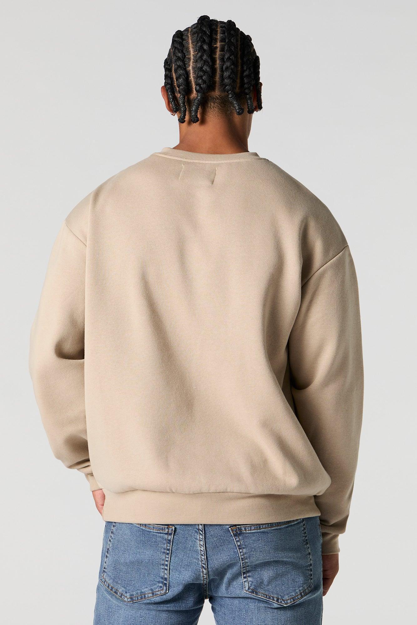Solid Fleece Crewneck Sweatshirt Male Product Image