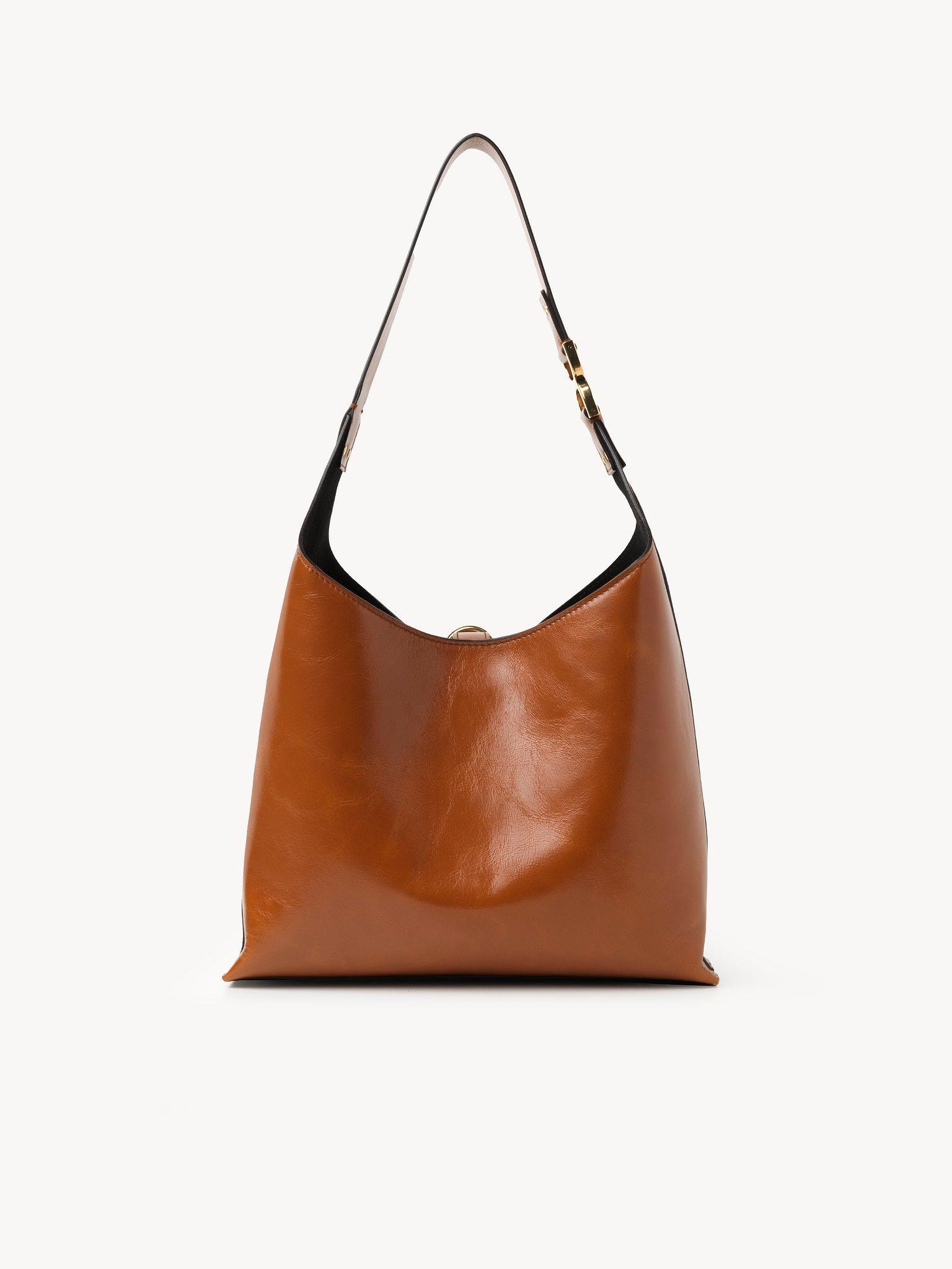 Small Marcie hobo bag in shiny leather Product Image