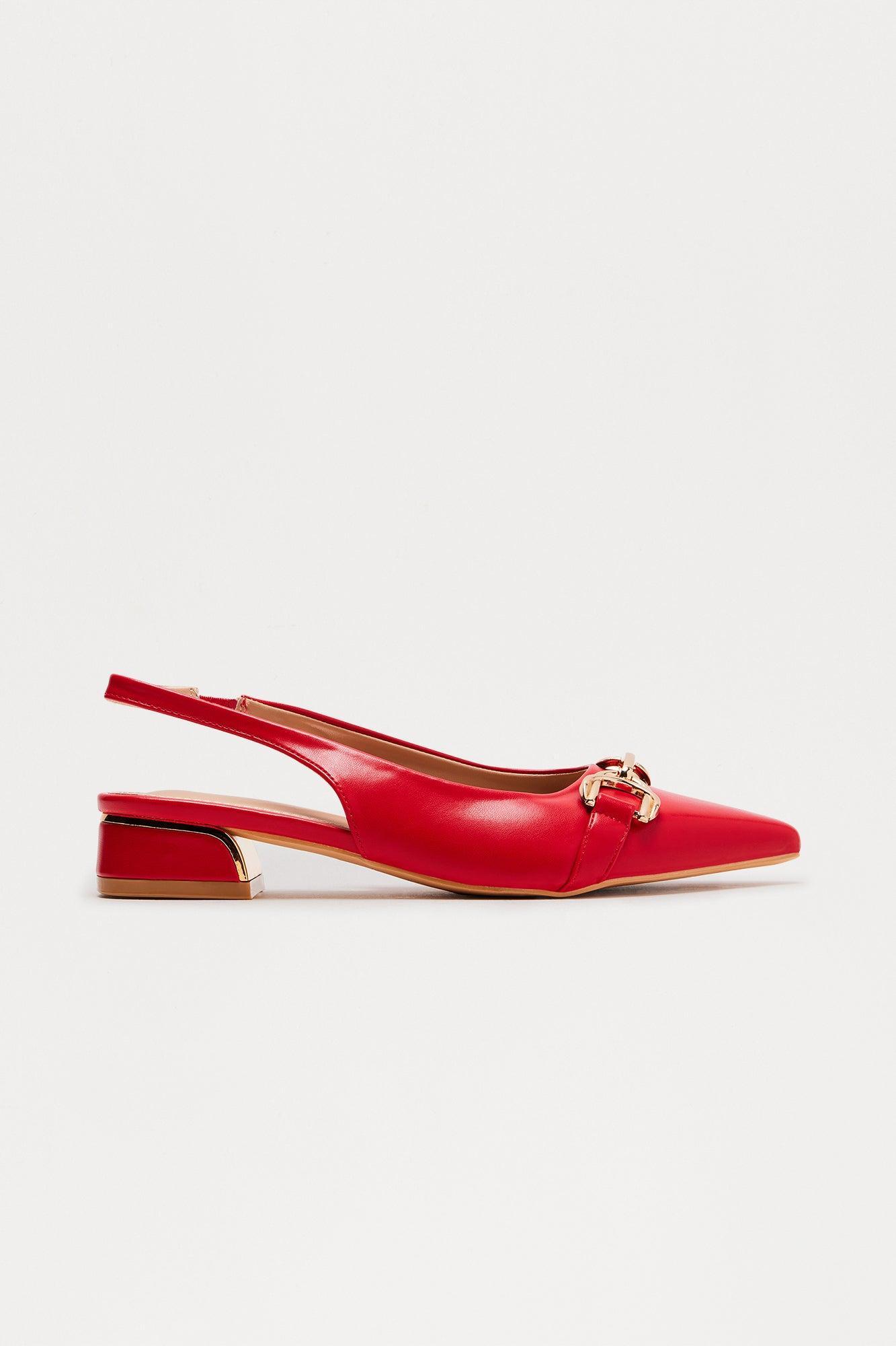 Hilly Hardware Slingback Flats - Red Product Image