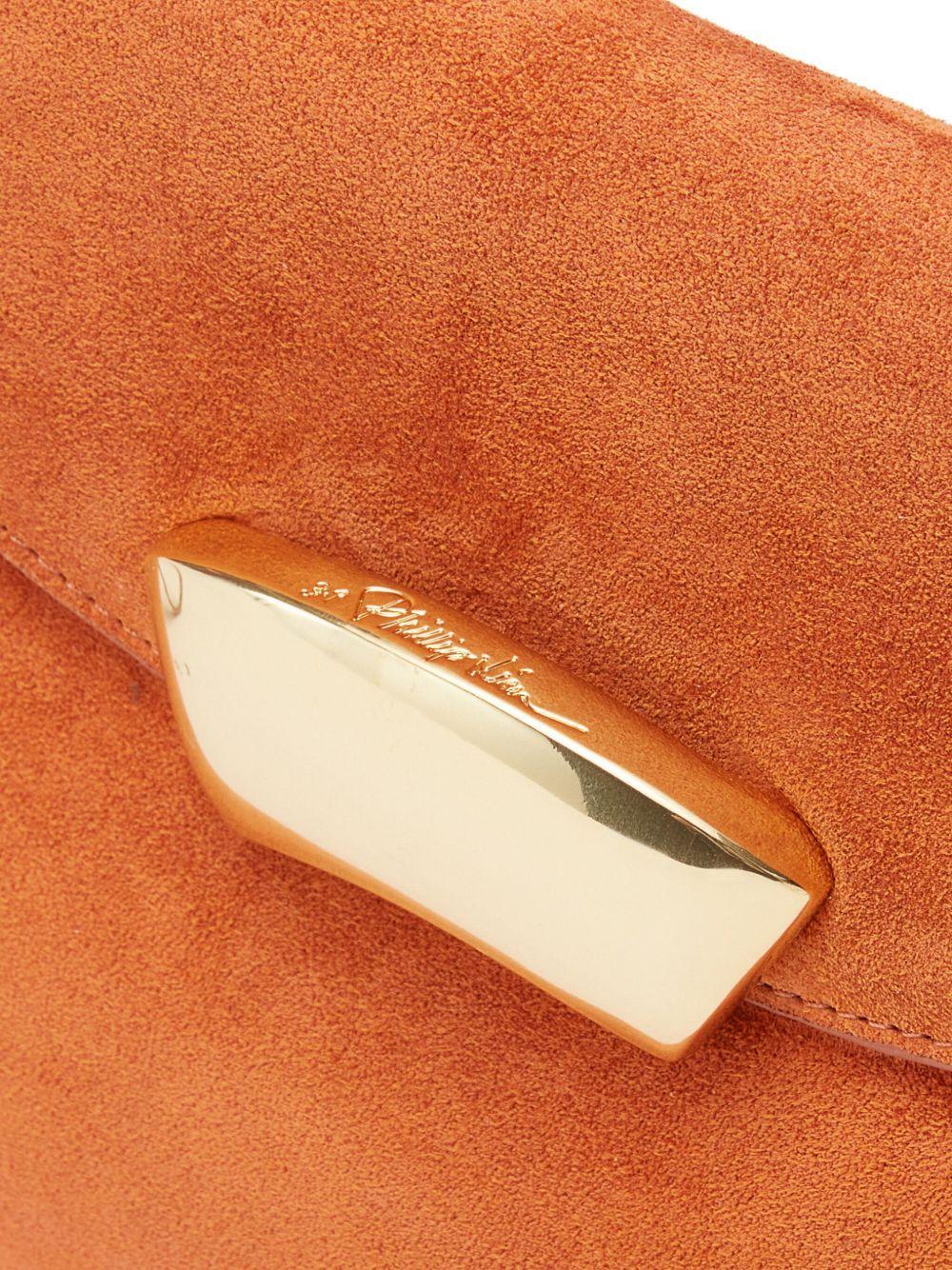 curved-flap suede clutch Product Image