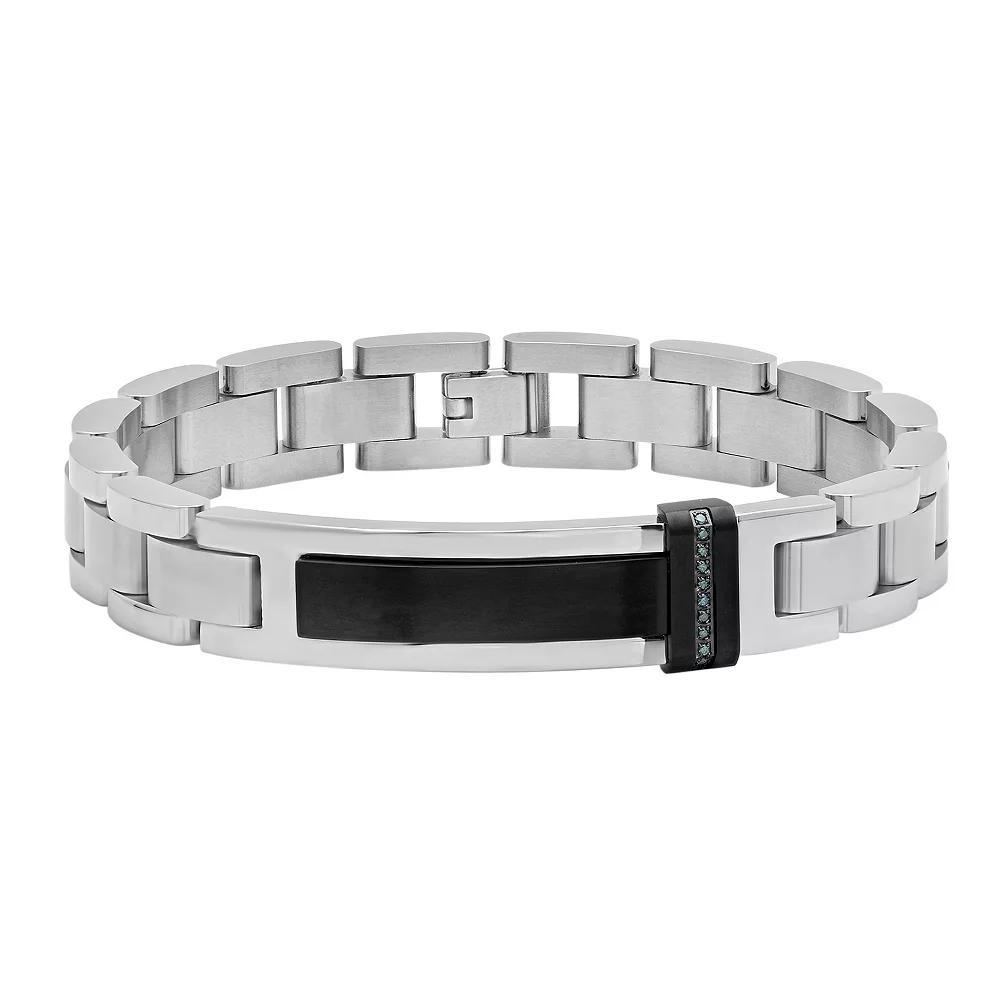 Men's Jewelry Nation Stainless Steel Diamond Accent ID Bracelet, Size: 9", Black Blue Two Tone Product Image