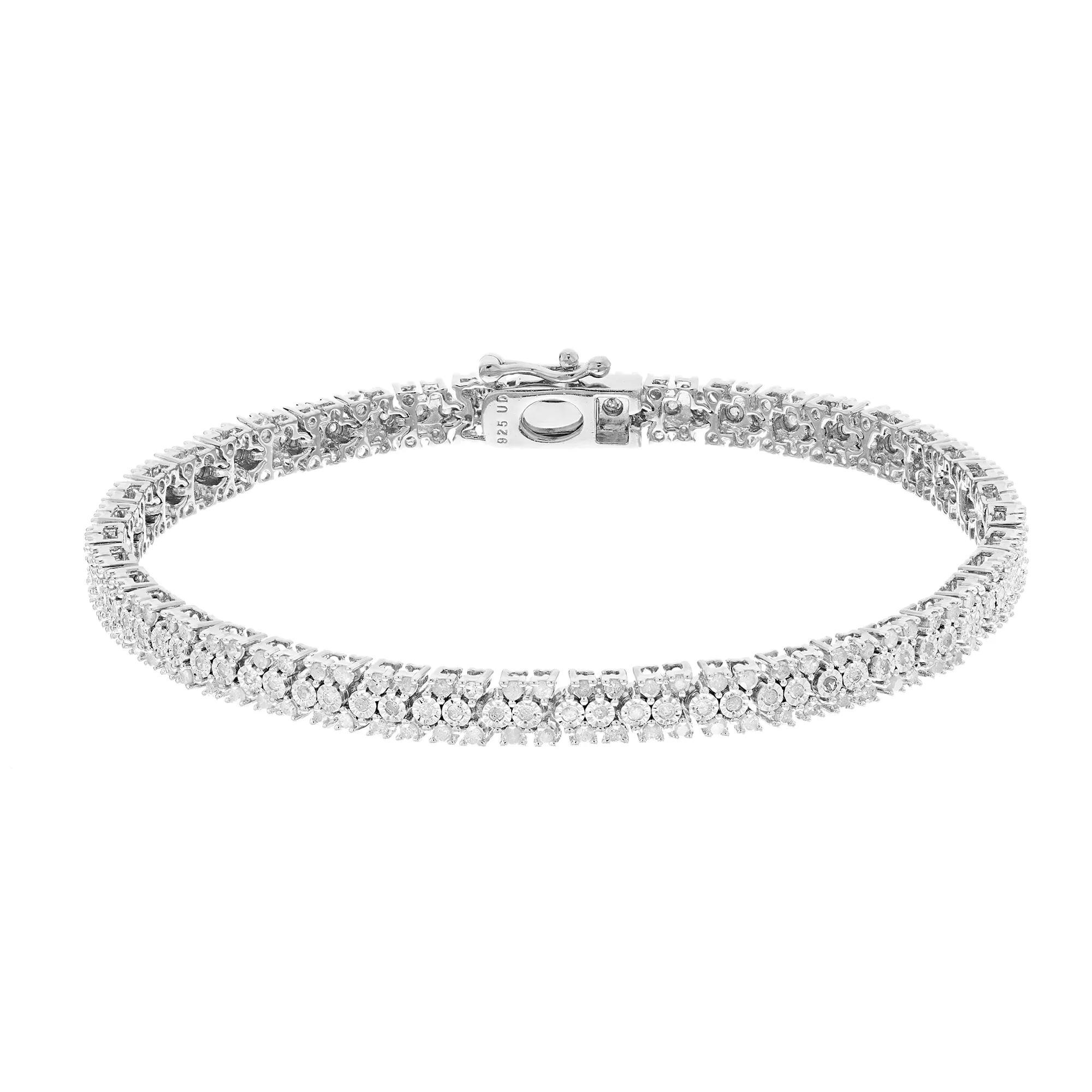 Sterling Silver 1 Carat T.W. Diamond Tennis Bracelet, Women's, Size: 7" Product Image