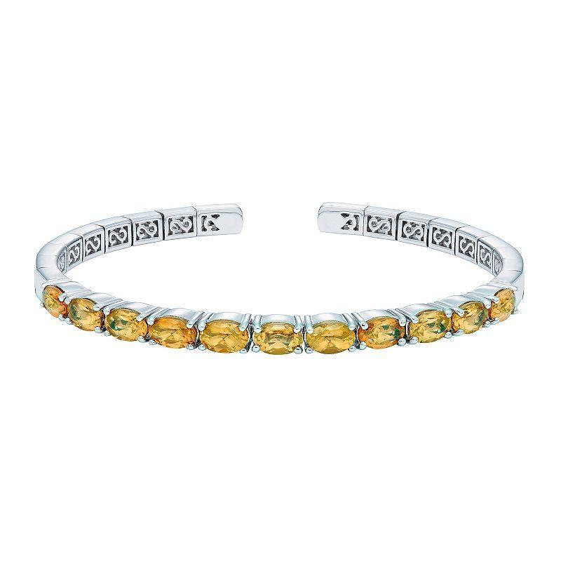 Sterling Silver Gemstone Flexible Cuff Bangle Bracelet, Women's, Size: 7", Peridot Product Image