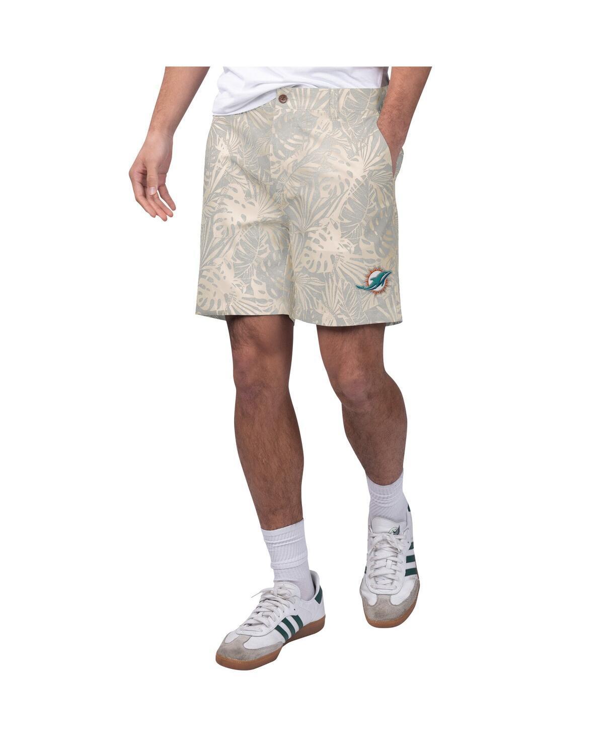 Mens Margaritaville Gray Miami Dolphins Sandwashed Monstera Print Amphib Shorts Product Image