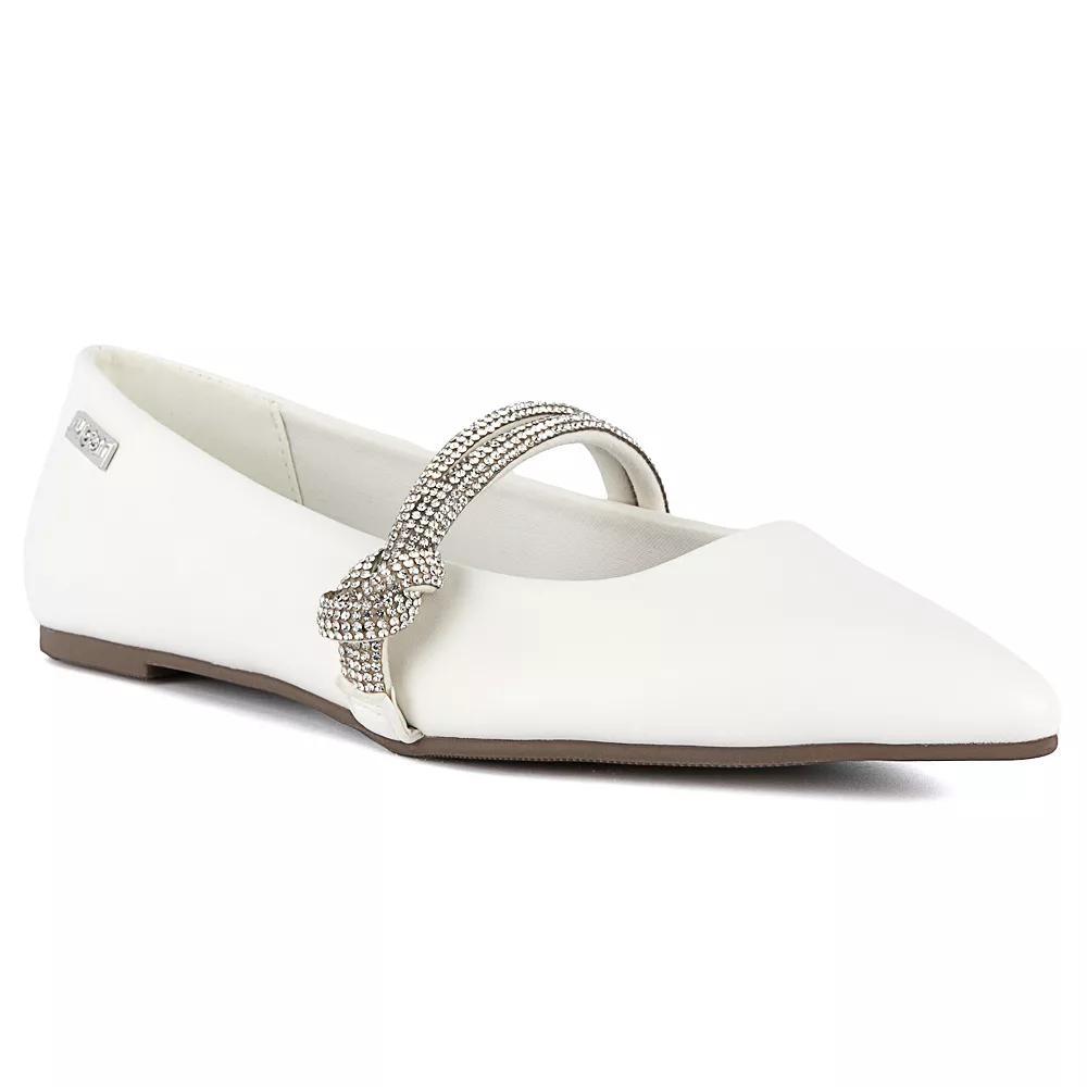 sugar Lingo Women's Rhinestone Flats, Size: 8.5, White Product Image