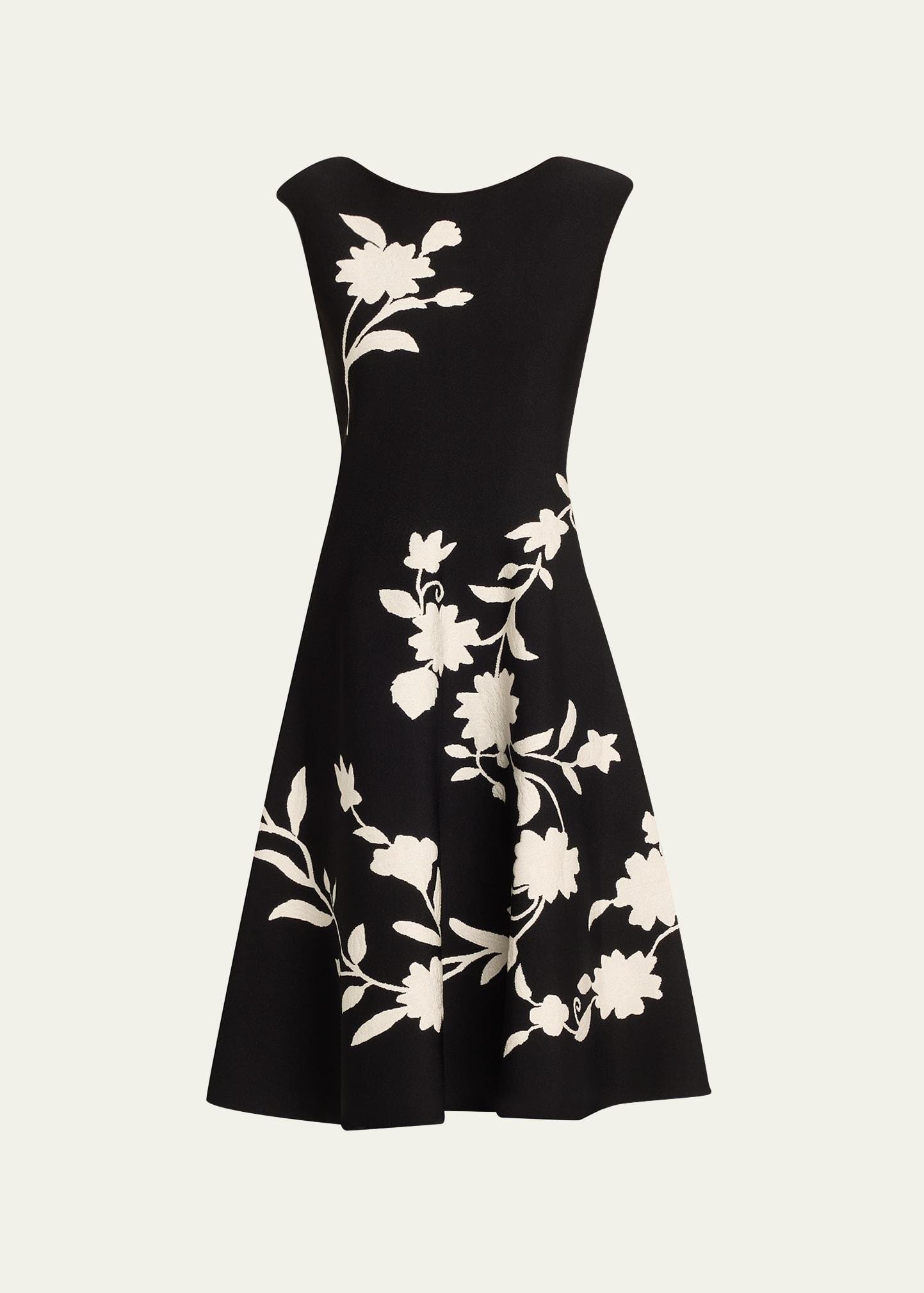 Flare Knit Midi Dress with Floral Detail Product Image