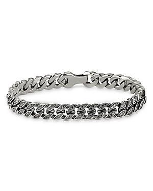 David Yurman Mens Curb Chain Bracelet in Sterling Silver with Black Diamonds, 8mm Product Image