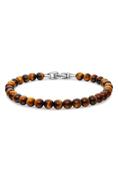 David Yurman Men's Spiritual Beads Bracelet in Sterling Silver with Tiger's Eye, 6mm in Tiger Eye at Nordstrom, Size 7.5 Product Image