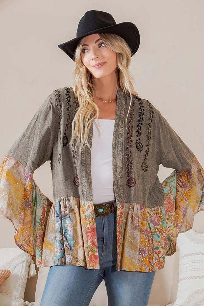 Vintage Bohemian Patchwork Shirt Product Image