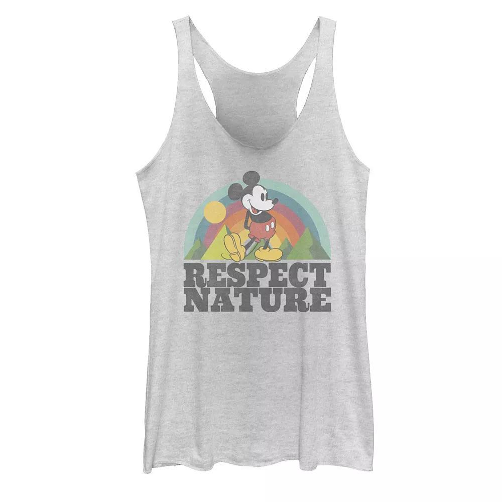 Disney's Mickey & Friends Mickey Mouse Respect Nature Rainbow Racerback Tank Top, Girl's, Size: Large, White Grey Product Image