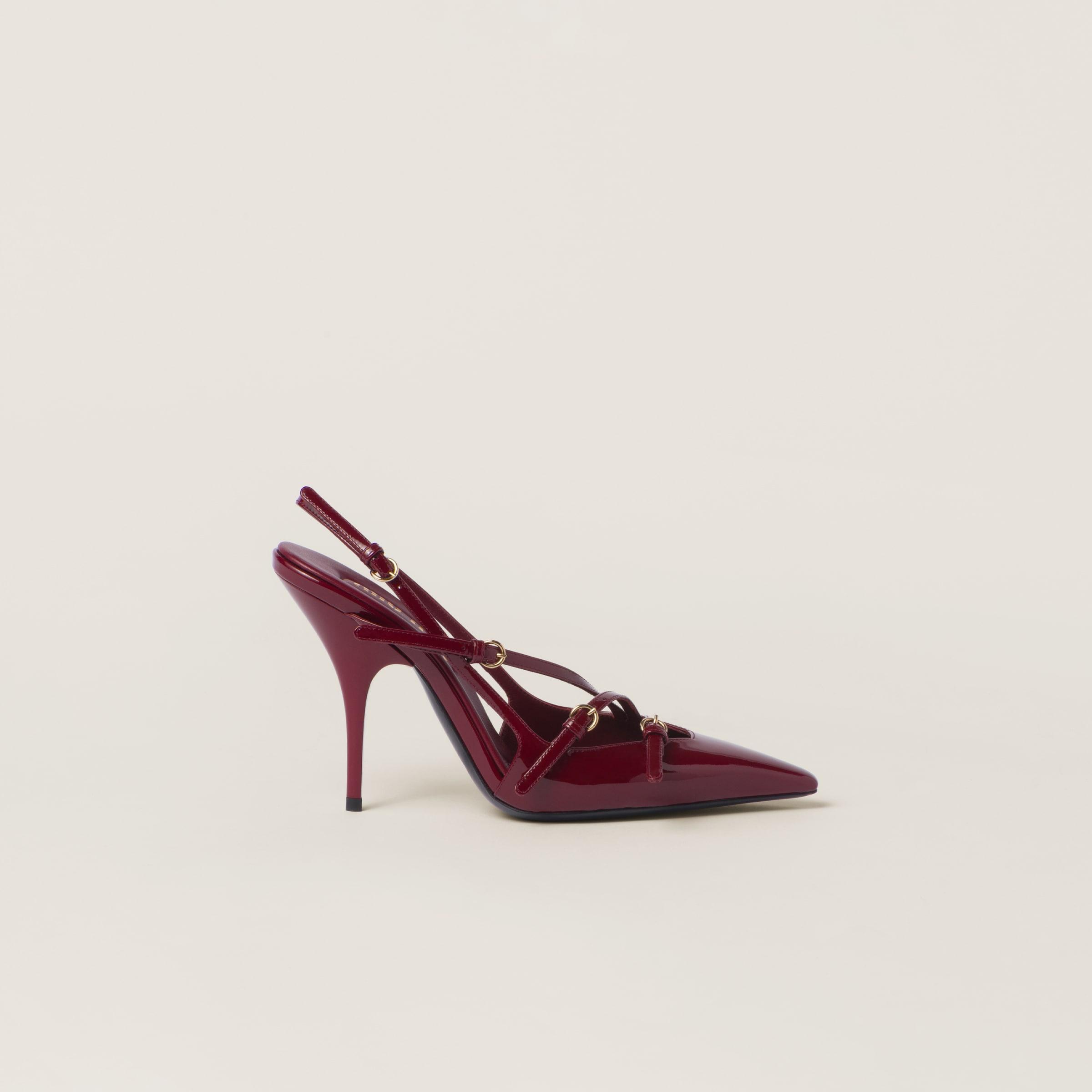 MIU MIU Slingback Deep Purple In Patent Leather With Buckles Women In Burgundy Product Image