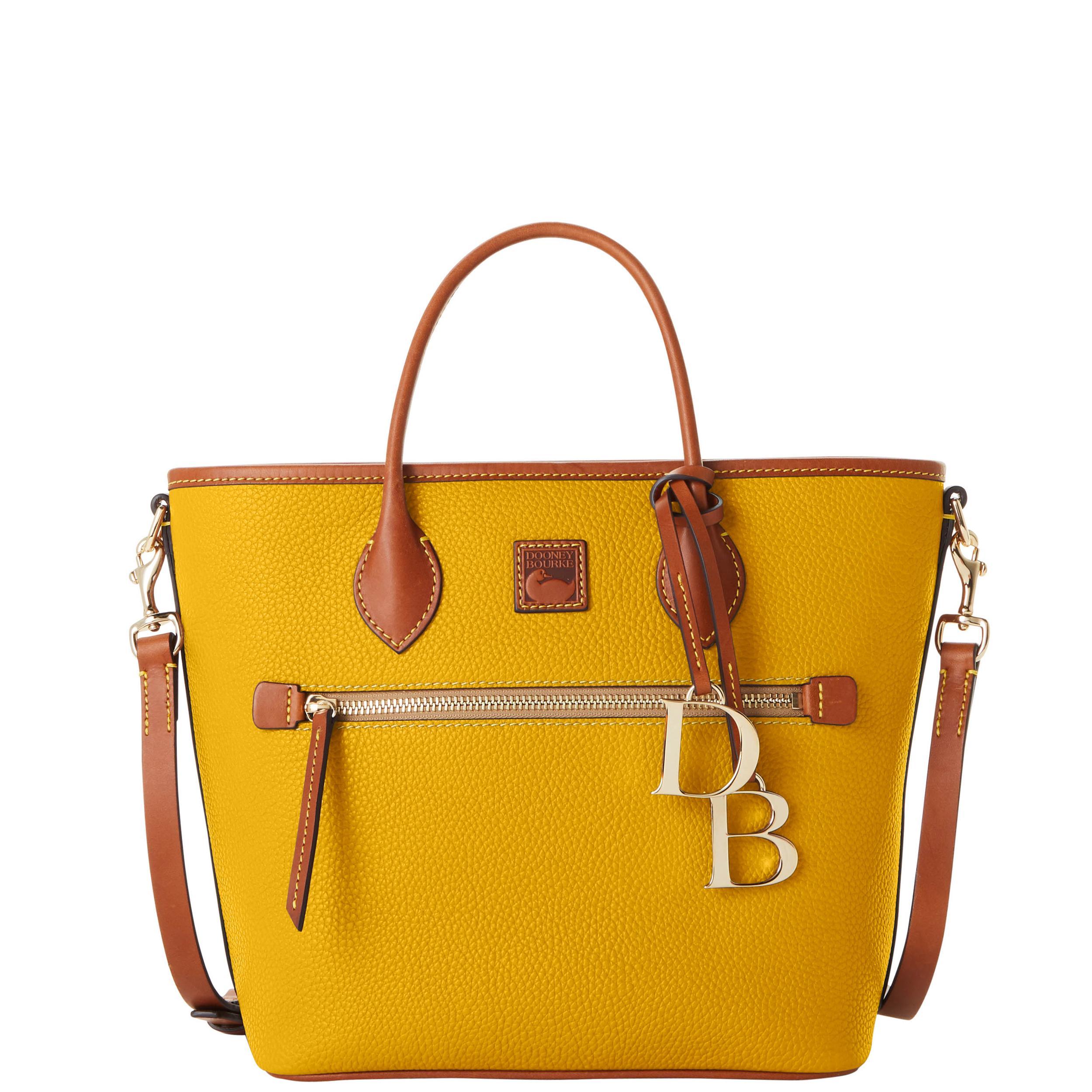 Dooney & Bourke Womens Pebble Grain Handle Leather Tote Shopping Bag in Black Product Image