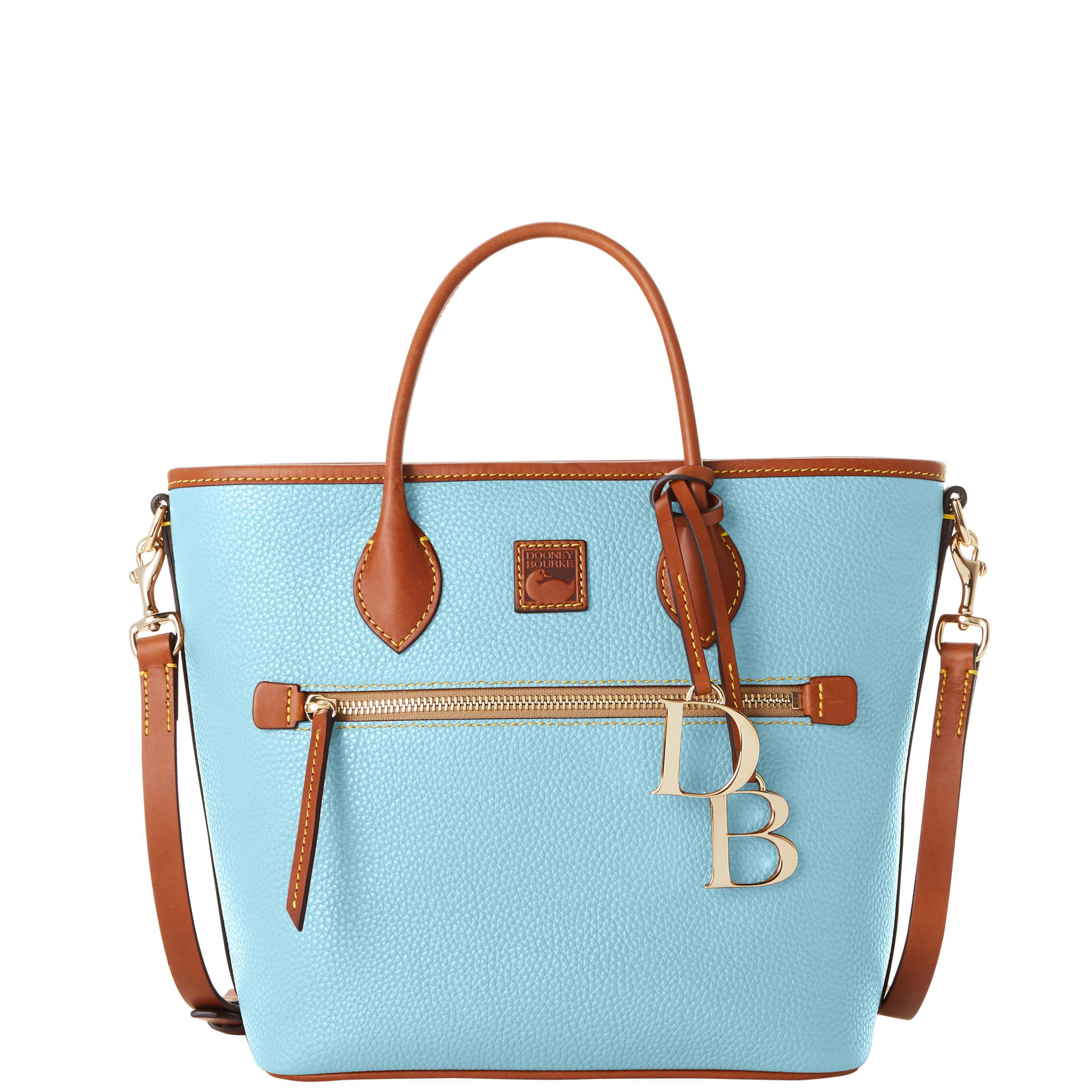 Dooney & Bourke Womens Pebble Grain Handle Leather Tote Shopping Bag in Black Product Image