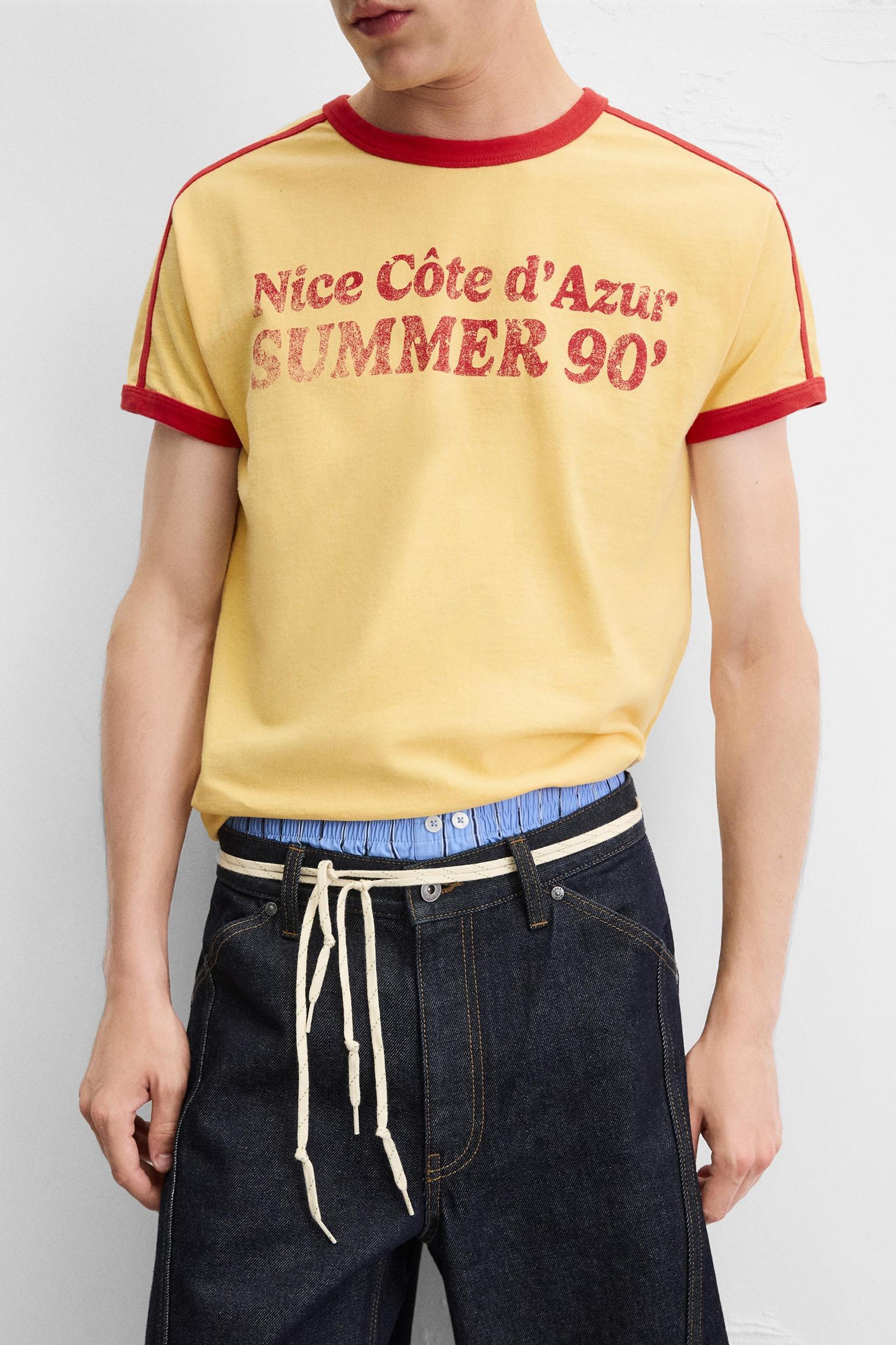 RIB CONTRAST TEXT T-SHIRT Product Image